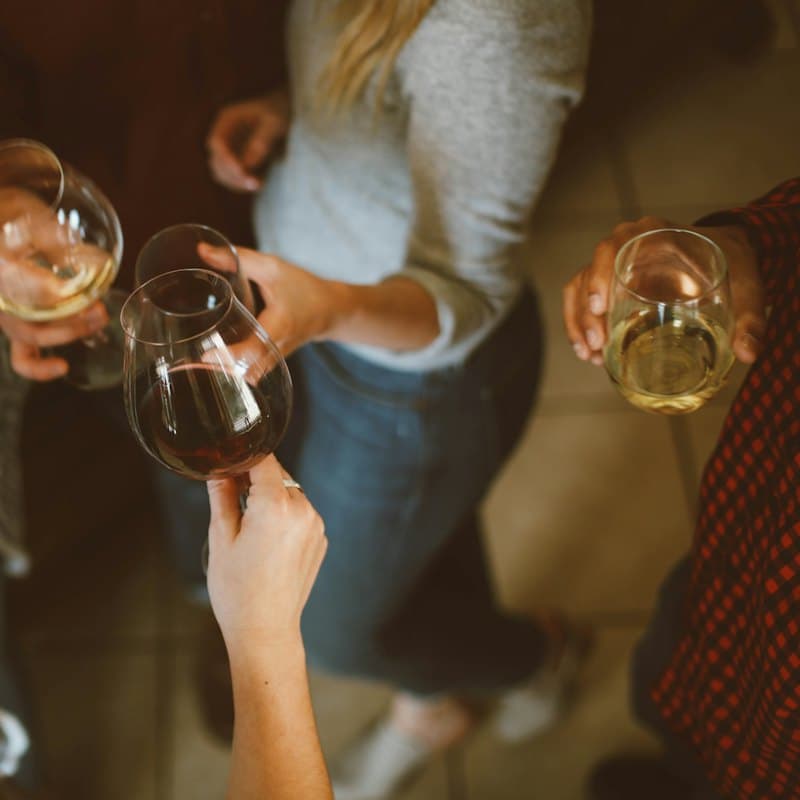 Friends raising wine glasses in a toast